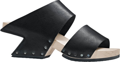 graphic wooden sandals from Trippen in black